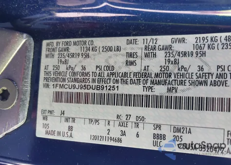 2013 Ford Escape Titanium из США, поврежденный, VIN 1FMCU9J95DUB91251